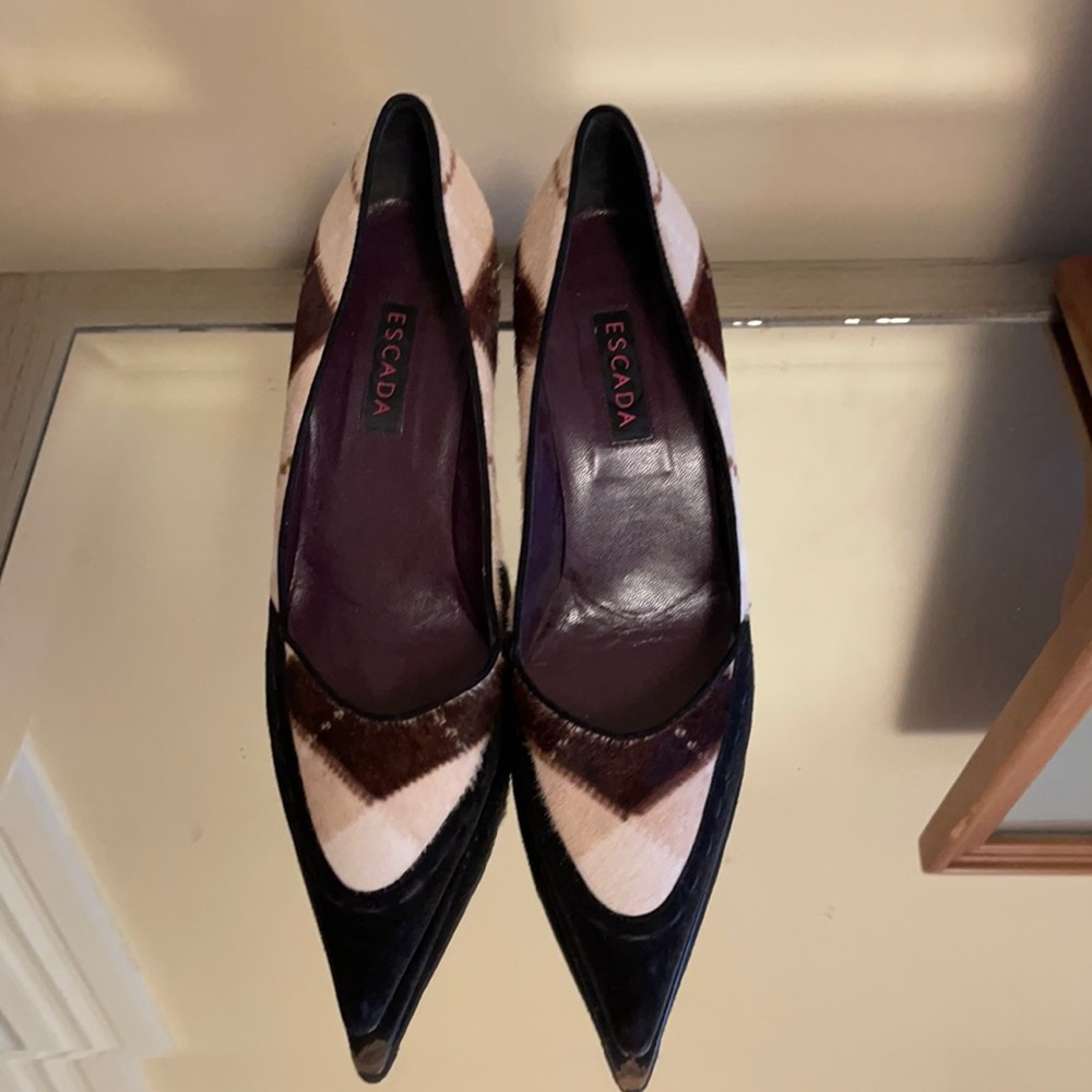 Escada plaid mohair heels.